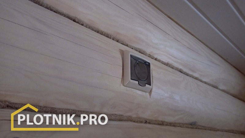 установка розеток в бане